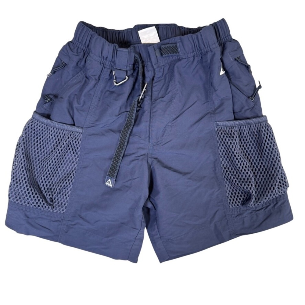 Nike ACG Snowgrass Cargo Shorts Navy Blue Mesh Pockets Mens XS DN3949-437